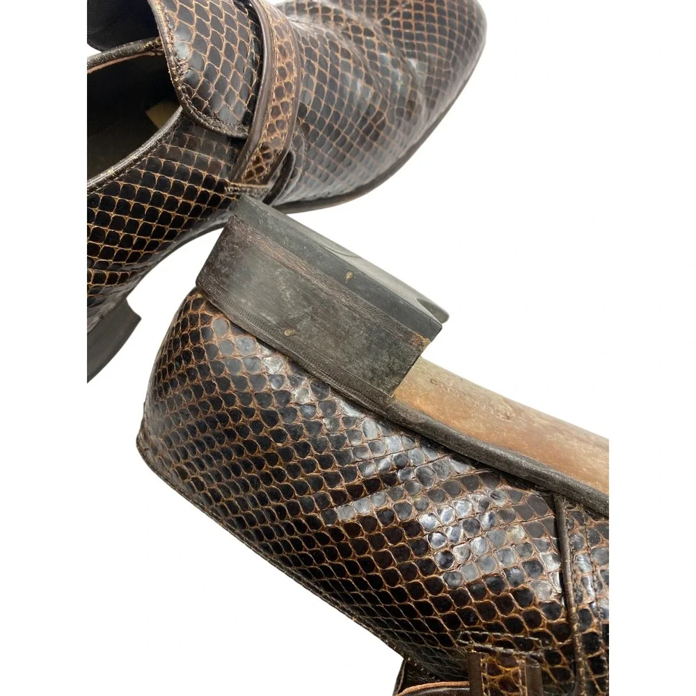 Nettleton Traditionals Brown Snakeskin Loafers Mens 9 Vintage Dress‎ Shoes